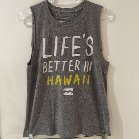 BILLABONG  tank muscle tee gray Life's Better in Hawaii XS - Picture 2 of 7